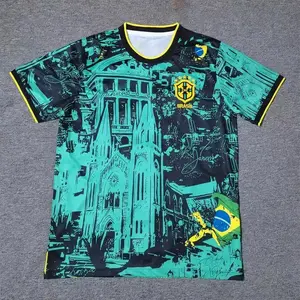 2025 Summer New men's T-shirt, Brazilian football shirt, City Edition training football shirt, breathable, lightweight, quick-dr