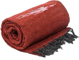 Mexican Baja Thunderbird Blanket Rust Orange - Heavyweight Yoga Blanket - Thick Meditation Blanket - Vintage Throw - Boho Wall Tapestry