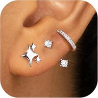 2 Pairs of Studs + 1 Pair of CZ Hoops