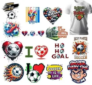Soccer DTF Gang Sheet 9 x 9 Inch – 15 Football Designs Direct to Film Heat Transfer Prints – Ready to Press for T-Shirts, Hoodies & Apparel – Vibrant, Crack Resistant DTF Transfers