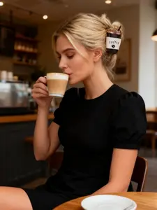 New Creative Design Coffee Cup Shaped Acrylic Hair Clip, Half Ponytail Shark Fish Clip, Unique Hair Accessory for Women