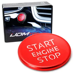 iJDMTOY S-Line RS Style Red Aluminum Keyless Engine Push Start Button Cover Trim For Audi A4 A5 A7 A8 Q3 Q5 Q7, etc