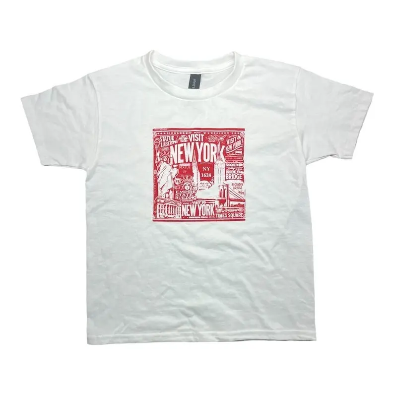 Vintage visit NEW YORK ad baby tee Fit, Handmade gift apparel, unique, y2k, streetwear, New York souvenir, coquette