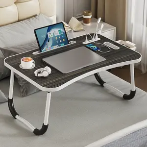 Portable Folding Lap Desk with Cup Holder, Adjustable Laptop Tray, Lightweight Versatile Bed Table for Couch, Green White Finish, Ideal for Adults Working & Reading