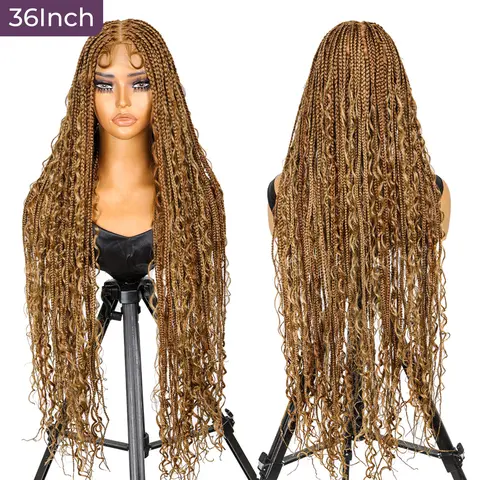 SuperNova #P30/27 Piano Color 36” Full Lace Bohemian Box Braided Wig | Premium Synthetic Fiber, Wavy & Lightweight | Ideal for Daily Wear & Events #SohoChic #TikTokShopStockUp #DealsForYouDays Braided Lace Wigs Braided Hair Wig