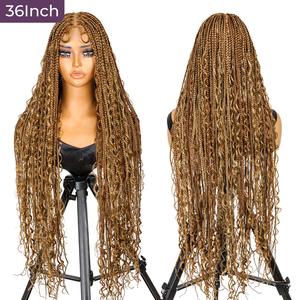 SuperNova #P30/27 Piano Color 36” Full Lace Bohemian Box Braided Wig | Premium Synthetic Fiber, Wavy & Lightweight | Ideal for Daily Wear & Events #SummerVibes