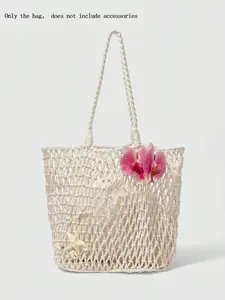 26 Spring/Summer Beach Vacation Tote Bag with Openwork Design, Featuring Inner Pockets and a Large Capacity, Simple and Versatile Casual Single Shoulder Bag, Perfect for Beach outings and Outdoor Shopping, Stylish Tote Bag