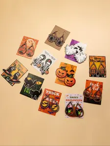 Water Drop Design Dangle Earrings,  Cute Cartoon Ghost & Pumpkin & Spider Web Design Drop Earrings, Fashion Jewelry Accessories for Women & Girls