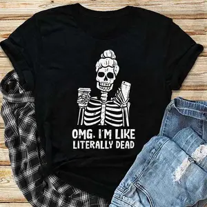 Omg Literally Dead Skeleton Coffee Halloween Costume Women T-Shirt_1