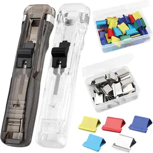 2 Pcs Reusable Handheld Paper Clam Clip Dispenser with 100 Metal Refill Clips (50 Silver,50 Color),Portable Fast Paper Clip Tool for Office School Home Documents Supplies lacari notepad clip