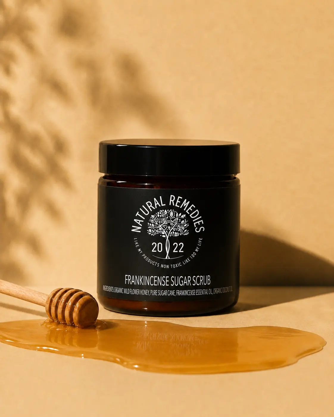 Organic Vegan Frankincense Sugar Scrub, Honey & Coconut Infused Exfoliating Face Scrub for Skincare
