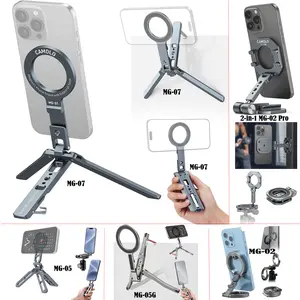 CAMOLO Magnetic Pocket Phone Tripod Foldable Stand with Hook, MG-07/MG-05G Phone Holder Compatiable with Magsafe for iPhone 16 15 14 13 12 Pro Max Plus Series, 1/4" Screw Tripod Mount, 2-in-1 Dual Magnetic for iPhone 15/14/13/12 Plus Pro Max Series / ipad