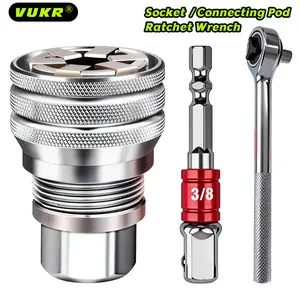 VUKR Universal Maintenance Tool 3-Piece - Adjustable Universal Socket Wrench Set for Damaged Nuts & Bolts, Compatible with Power Drill & Ratchet Wrench, Motorcycle Repair, Garage & Home DIY