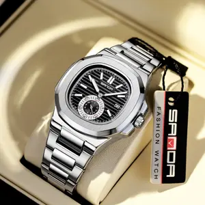 Men's Stainless Steel Business Watch with Square Dial, Date & Week Display - Waterproof, Luminous Analog Quartz Timepiece for Everyday, Party & Gift Giving