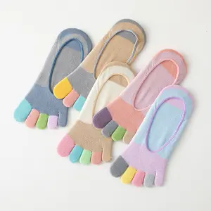(2 pairs) Ladies New Colorful Multi Pack Fingertip Toe Socks Breathable Invisible Half Socks For Sandals Fine Combed Cotton Lightweight No Show Socks