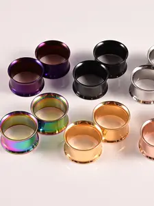 Vanku 2PCS Round Ear Gauges for Hoops 316 Stainless Steel Tunnels Plugs Expander Stretchers Piercing Women Body Jewelry Daily