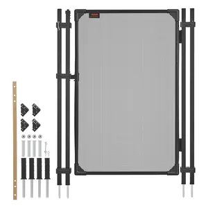 VEVOR Pool Fence Gate, 4 x 2.5 ft Inground Swimming Pool Fences Gate, Outdoor Security Fencing Door Kit with Self-Closing and Self-Locking Design, 352 gsm Teslin PVC Mesh, Easy Installation, Black