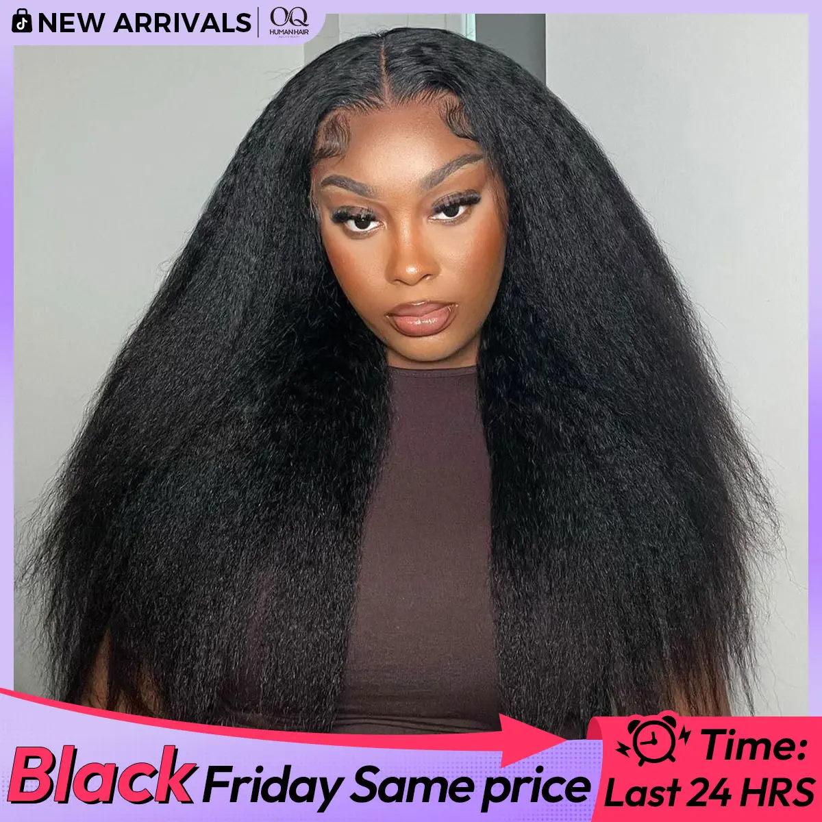 [NEW IN] OQHAIR Kinky Straight Hair Wear Go Glueless Wigs 180% Density 7x5 Pre Cut HD Lace Closure Wigs Pre Plucked Natural Hairline #tiktokshopstockup #SohoChic
