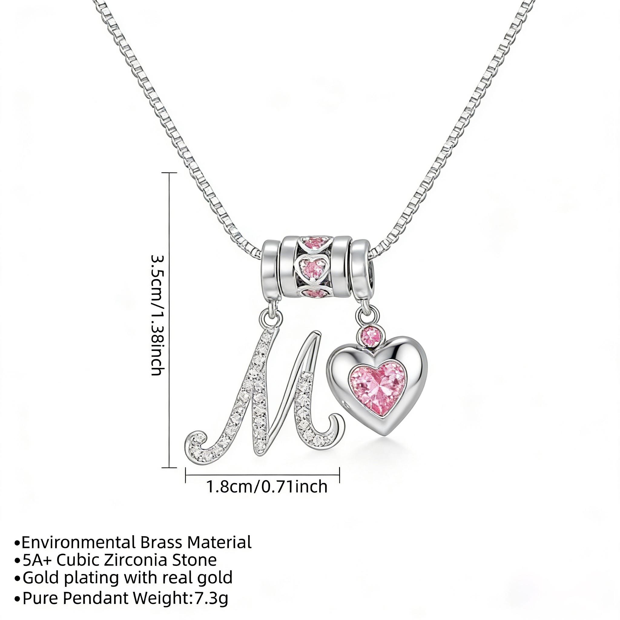 Letter Necklace Initial 925 Sterling Silver AlphabetPendant Crystal Name Gift Women Cubic Zirconia Jewelry