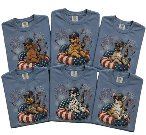 Comfort Colors Patriotic Custom Dog Shirt, Personalized Breed Independence Day Tee, American Flag Fireworks Graphic, Funny Pet Lover Gift, Retro USA Style - Kato Fshion