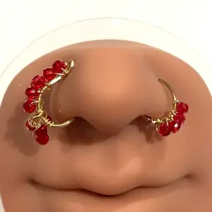 Nose Ring & Nose Cuff Set / Dangle Nose Cuff w/ Hoop Nose Ring nose hoop beaded noserings