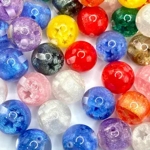 Little Star, Big Glow Glitter Beads 16mm Colorful Fancy Beads for Jewelry Making or Beading DIY Supplies Random Mix