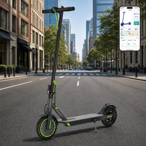A-Adult Electric Scooter, 350 W Motor, 19MPH Max Speed, 20 Mi Long Range, Foldable Commuting Design, 8.5" Honeycomb Solid Tires, Dual Brake System, Smart App Control