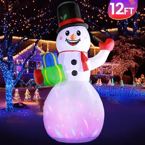 12 FT Huge Christmas Inflatable Snowman Outdoor Decoration, LED Lights Holiday Blow Up Yard Decoration for Holiday Party Garden Yard Lawn Winter Decor
