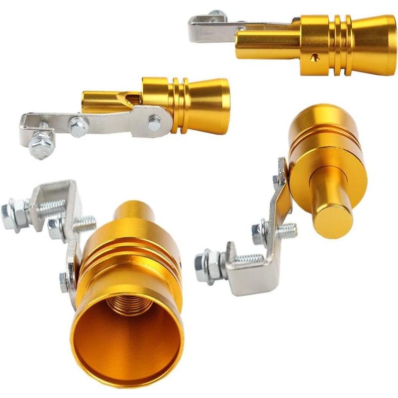 Dewhel Universal Aluminum Turbo Sound Exhaust Muffler Pipe Whistle Car Blow off valve BOV Tip Simulator Whistler (L-Black)