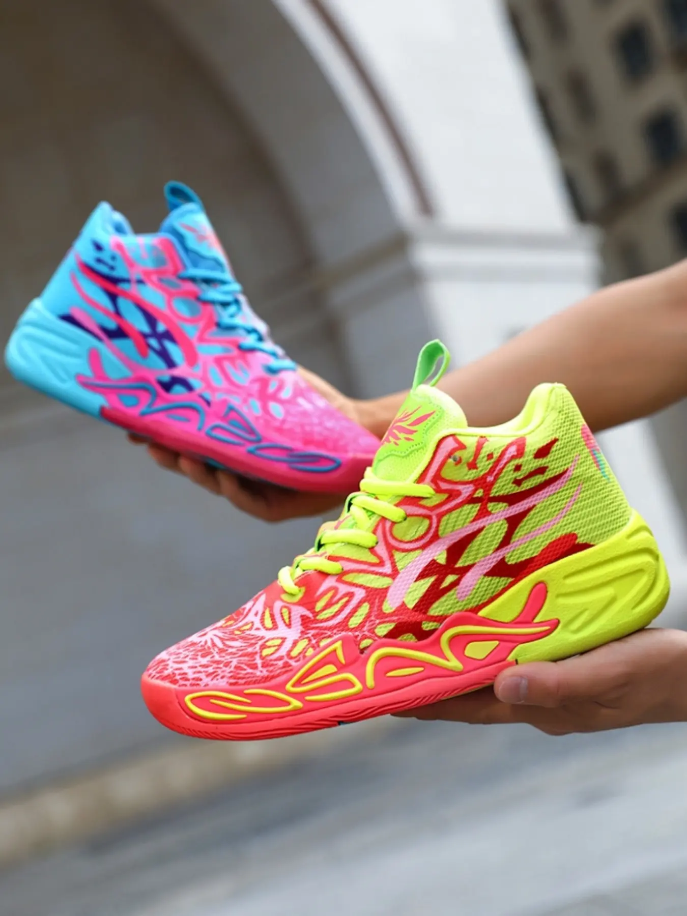 Unisex High-Top Stylish Basketball Shoes, Breathable Colorblock Design, Soft Comfort Lining, Anti-Slip Sole, Streetwear Style, Fashionable Sports Shoes