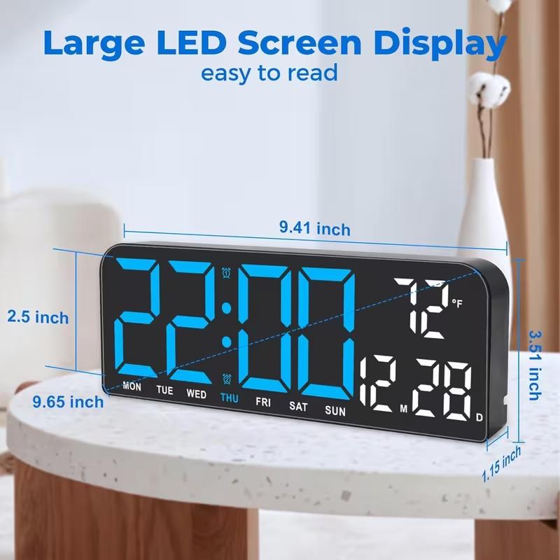 Digital alarm clock with date and temperature/humidity display, three adjustable brightness levels, two sets of alarms and countdown functions. An ideal household item for bedrooms, offices and living rooms.