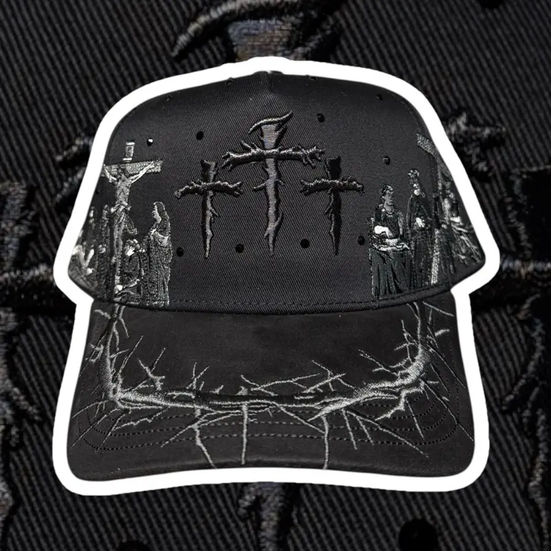 Viracrusis XCap Premium Embroidery Rhinestones Black Suede Snapback with Cross Design Silk Interior Adjustable Fit
