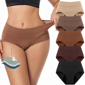 5-pack women's mid-waist bamboo fiber viscoseheavy-weight flow period underwear