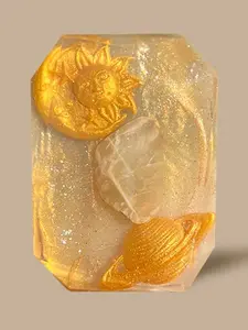 Crystal Bar Soap - Saturn's Stone - Vegan - Crystal Infused - 7 oz - Scented in Warm Amberwood and Fresh Driftwood