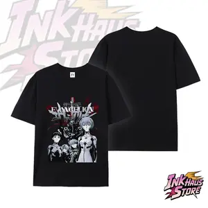 Japanese anime *Neon Genesis Evangelion* features characters such as Shinji Ikari (Unit 01), Rei Ayanami (Unit 00), Asuka Langley Soryu, Kaworu Nagisa, and Misato Katsuragi，Short-sleeved cotton unisex casual T-shirt