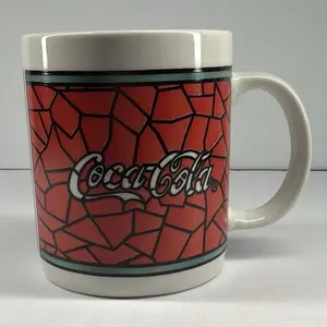Red Mosaic Tile Pattern Ceramic Coffee Mug, Reusable Drinkware for Daily Use