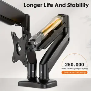 32 Dual Monitor Stand - Adjustable Gas Spring Arms, Ergonomic VESA Mount, C-Clamp and Grommet Base, Sturdy Metal Construction, Easy Pedestal-Mounted Installation, Space-Saving Design for Home and Office Desks - OLIXIS