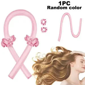 Random Color No Heat Curling Iron Headband Set, Magic Silk Hair Roller Kit, Soft Women Sleep Curler, Overnight Heatless Curlers, Easy DIY Hairstyle Tool