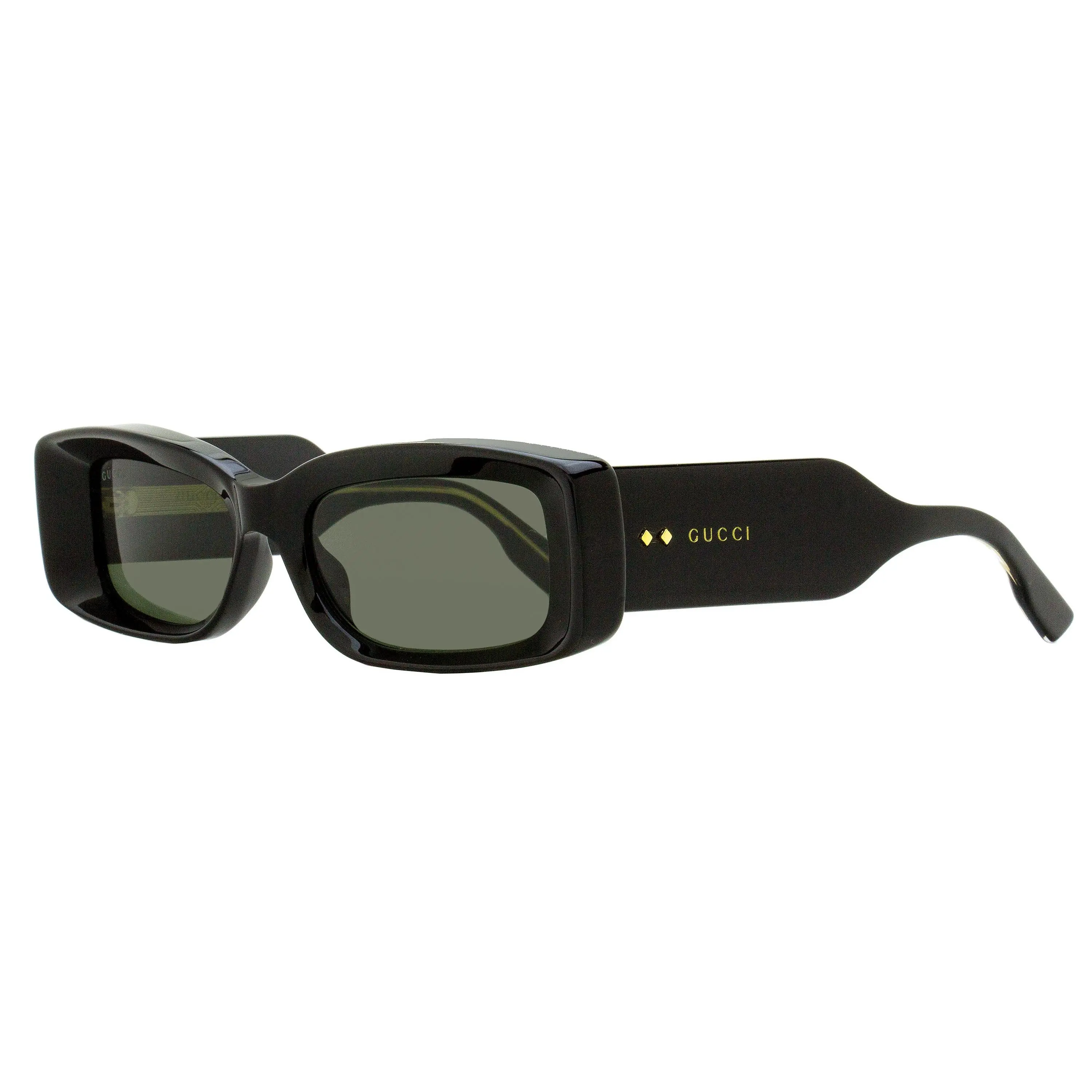 Gucci GG1528S 001 Vintage Sunglasses - Faceted Rectangular Black Frame, 53mm Lens Width, Luxury Fashion Eyewear Accessory