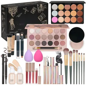 Makeup Kit for Teens - Full Makeup Set with Eyeshadow Palette, Concealer, Lip Gloss & Matte Finish for Women - Complete Makeup Kit - Coverage Powder Blend Gift makeup  bundle  box