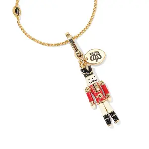 Vibecharm Gold-Tone Enamel Nutcracker Soldier Charm - Cute Storybook Aesthetic Whimsical Pendant, Daily DIY Accessory for Necklaces & Handbags, Unique Fashion Gift