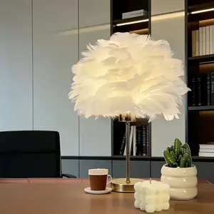Cozy Glow All Day! USB 3-Color Feather Lamp for Bedroom, Office & Party, Decorative Light 🎉