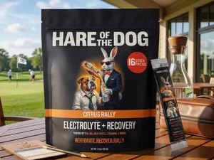 Hare of the Dog Citrus Rally Electrolyte & Recovery Hydration Powder, 16-Count Stick Bags- DHM, NAC, Milk Thistle, L-Theanine, Pink Himalayan Sea Salt +