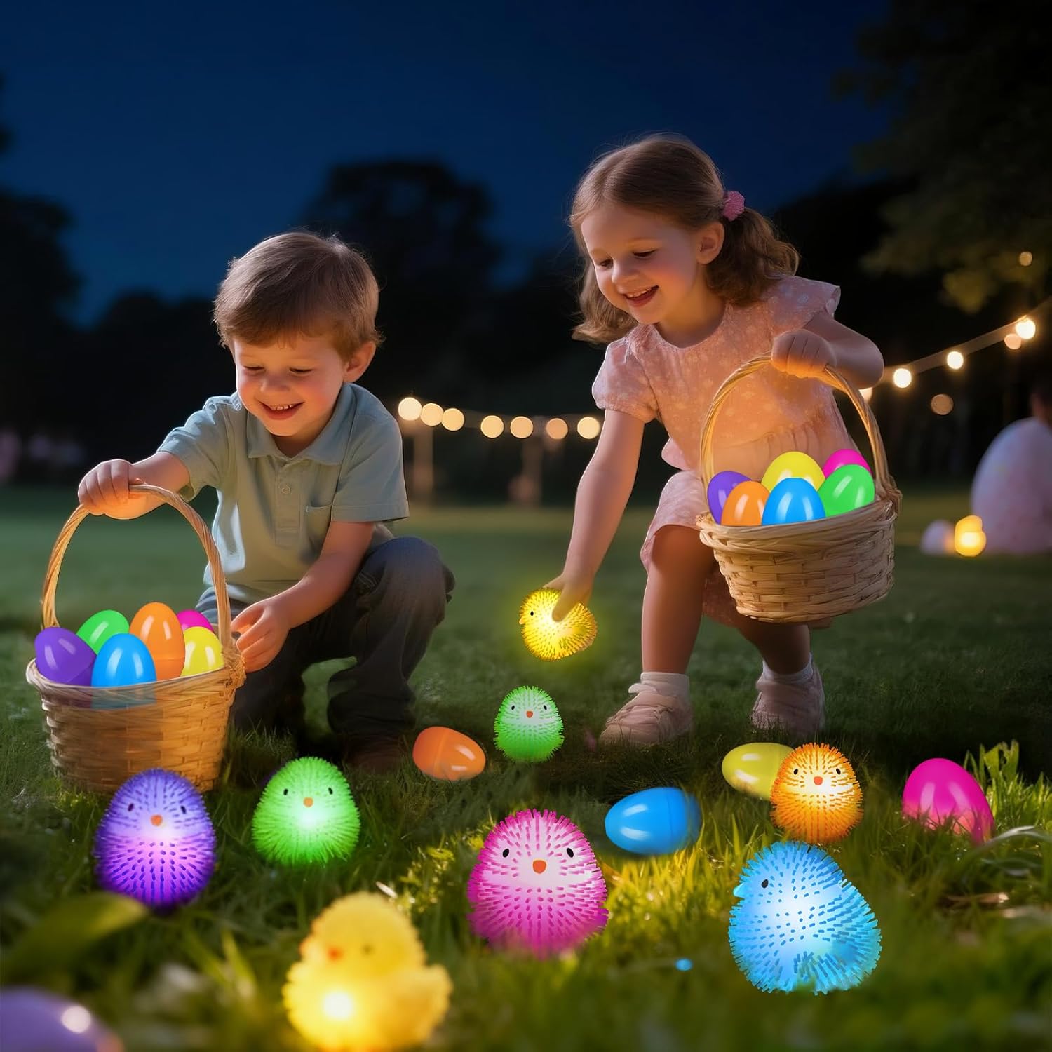 Prefilled Easter Eggs with Toys – 12PCS Glow in The Dark Stress Ball Squishy Toys, Easter Egg Fillers for Kids, Easter Basket Stuffers, Easter Egg Hunt Party Favors