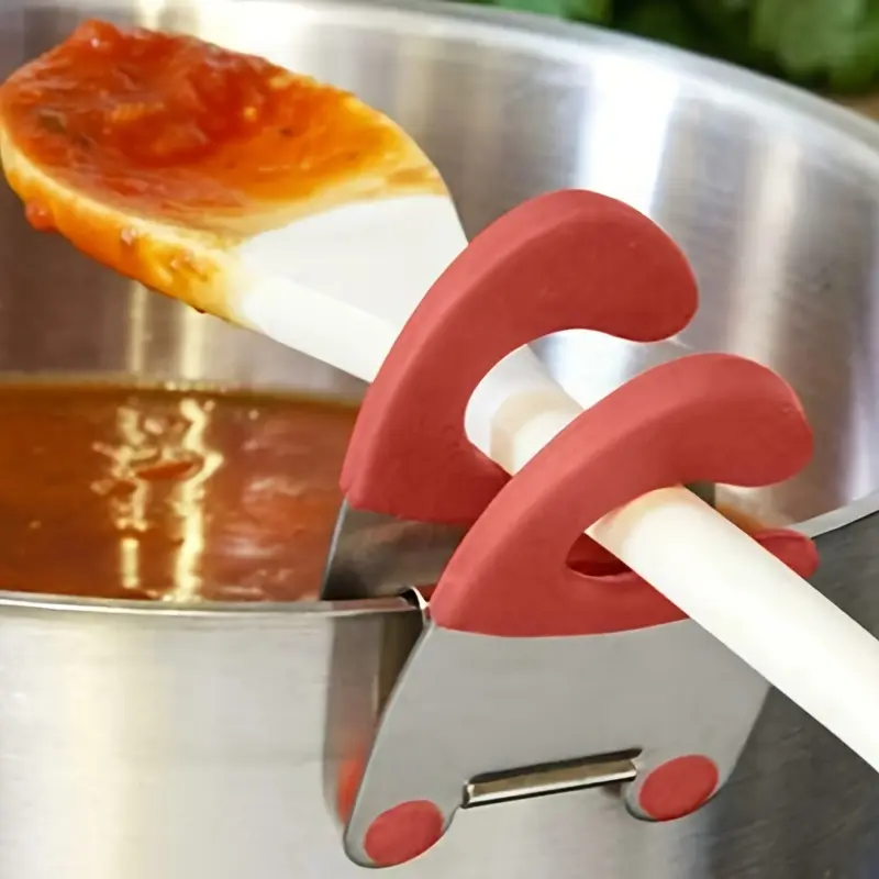 1PC, Stainless Steel Pot and Spoon Holder, Spoon scald Resistant Silicone Grip Holder, Kitchenware Bowl Holder, Cooking Tools, Spoon Holder Organi, Kitchen Utensil Holder, Silicone Spoon Rest, Home