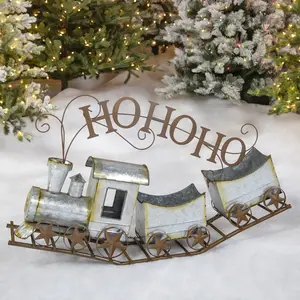 Zaer Ltd. 36" Long Galvanized Iron Christmas Train Decoration "Ho Ho Ho"