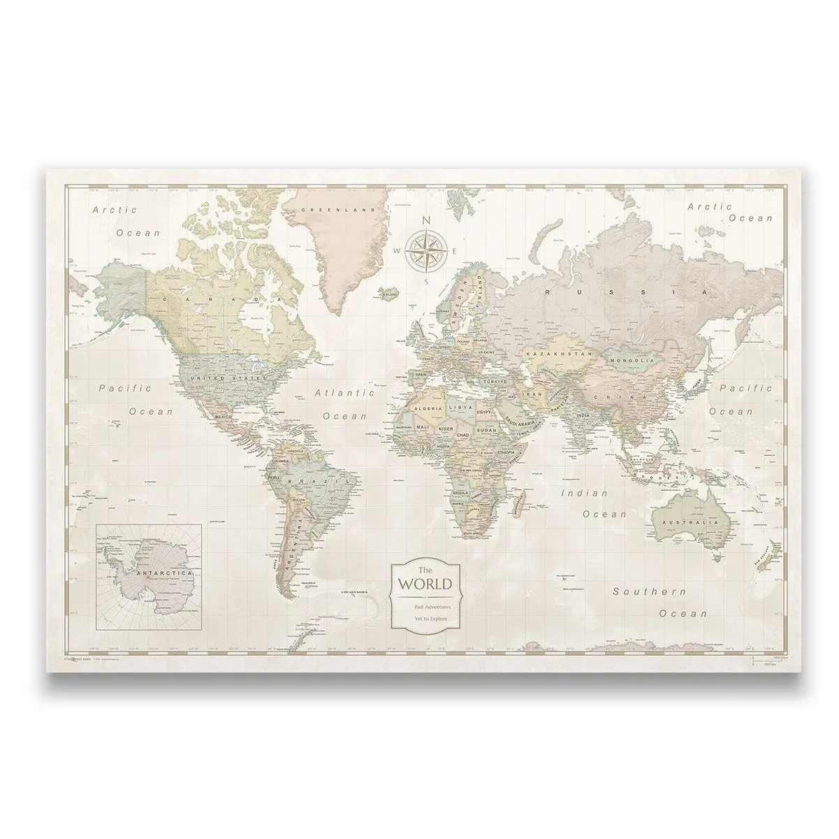 Push Pin World Map - Desert Sunrise