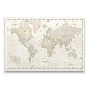 Push Pin World Map - Desert Sunrise