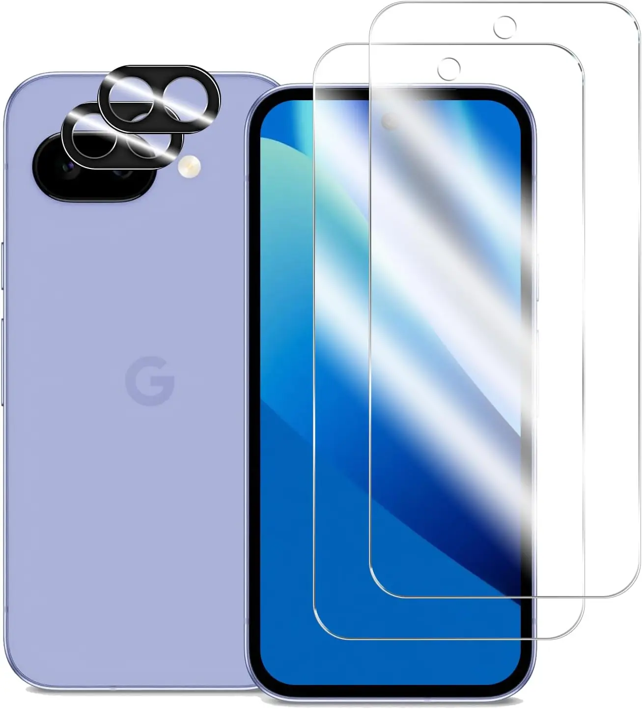 for Pixel 10a Tempered Glass Screen Protector + Camera Lens Protector [ 2 + 2 Pack ][Fingerprint Unlock] [Anti-Scratch] [Case Friendly] Clear HD Protective Film for Google Pixel 10a 5G