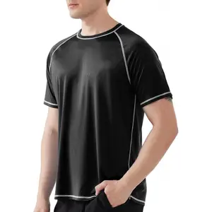 Men's UPF 50+ Swim Shirts, Short Sleeve UV Sun Protection Rash Guard T-Shirt, Quick Dry Water Surfing Beach Tees